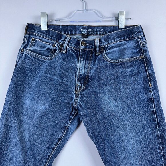 Gap Straight Leg Jeans Womens Size 34/34 Stretch Mid Rise Medium Wash Blue - Picture 3 of 14
